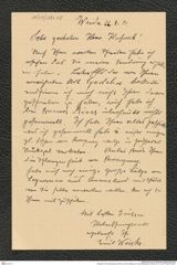 Nachlass Franz Steindachner, Brief von Emil Weiske an Franz Steindachner (26.08.1911), Inv.Nr. 582.08, Seite 1